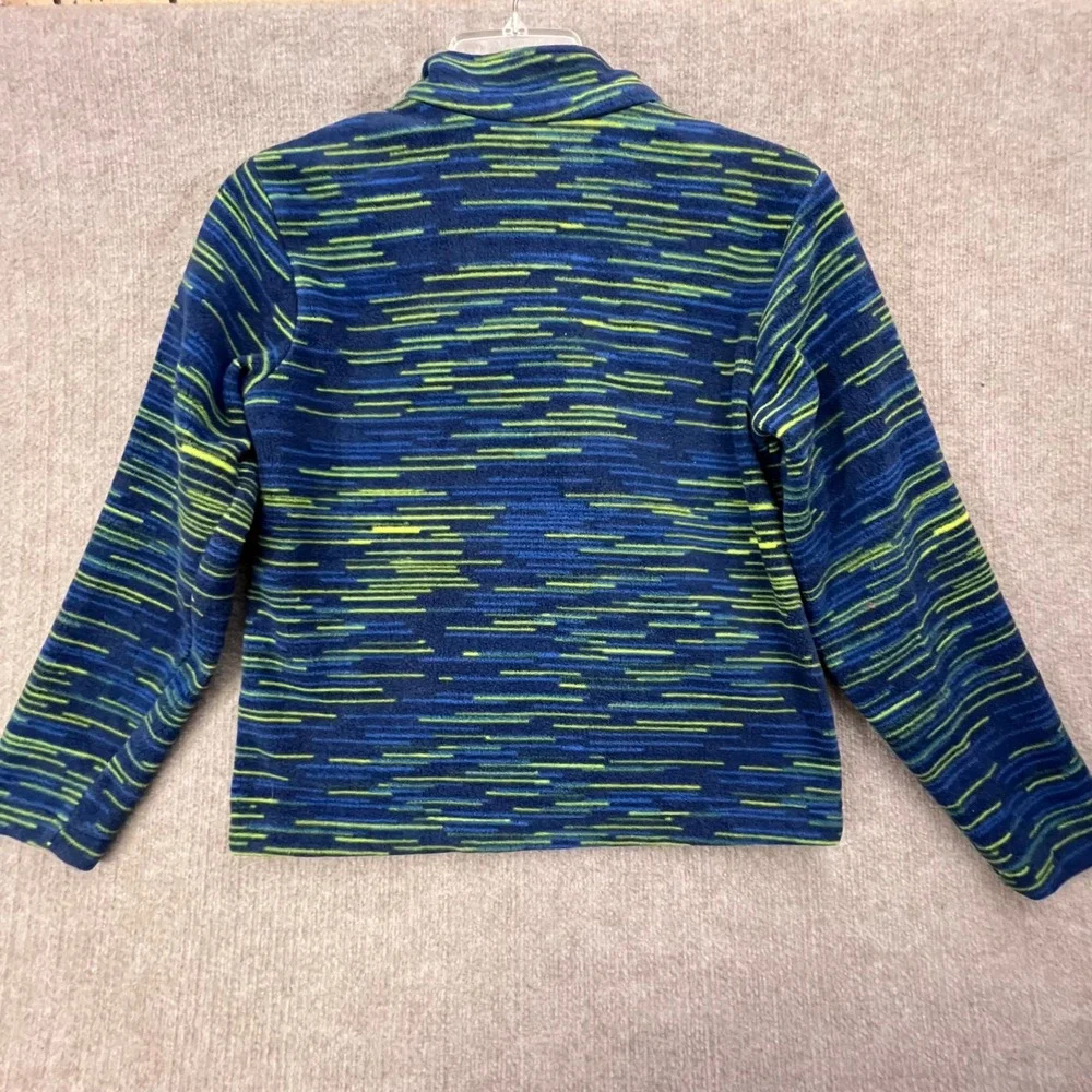 Eddie Bauer Kids L‎ Fleece Jacket Full Zip Blue Green Patterned